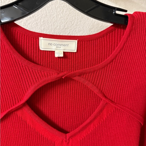 Red Ribbed Knit Dress - Picture 4 of 5